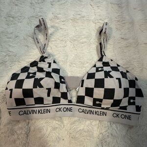 Calvin Klein Black and White Bralette with Logo Straps